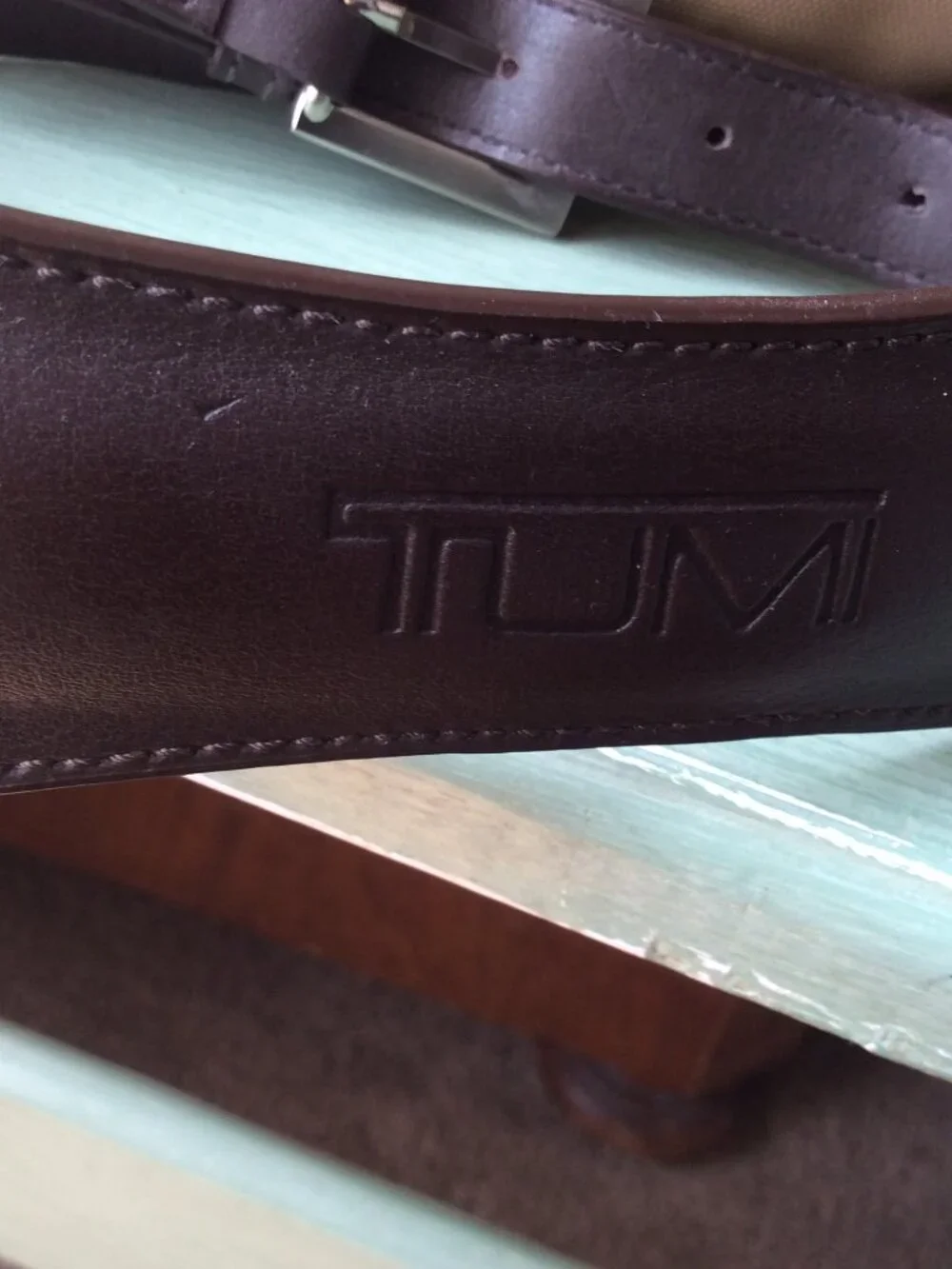 TUMI Laptop Bag, Tan Nylon Body with Brown Leather Trim
